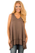 Sexy Coffee Ruffled Layer Asymmetric Hem Tunic Tank
